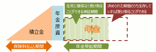 保証期間付き有期年金は生死に関係なく年金を 受け取ることができる期間がある